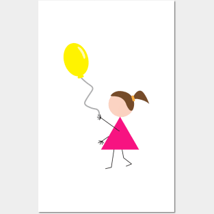 Girl with Yellow Balloon Posters and Art